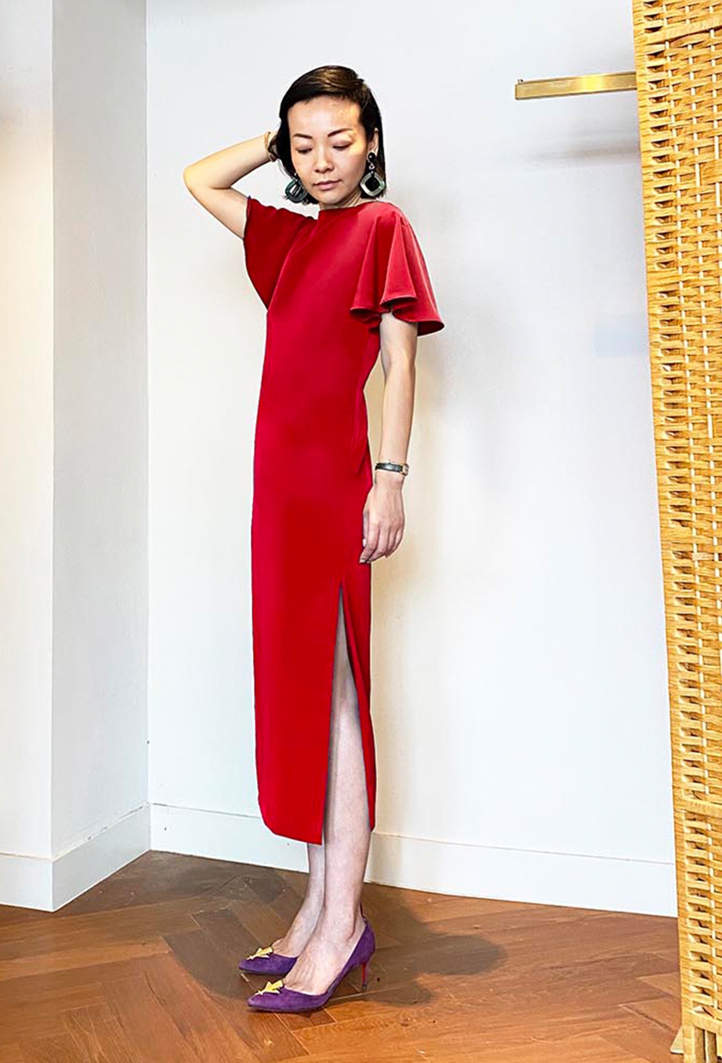 alaia red dress 2020 Magenta Halter Neck Backless Maxi (S) Seamlessly integrated 3D rolls move through the design Alaa cut-out Maxi Dress |